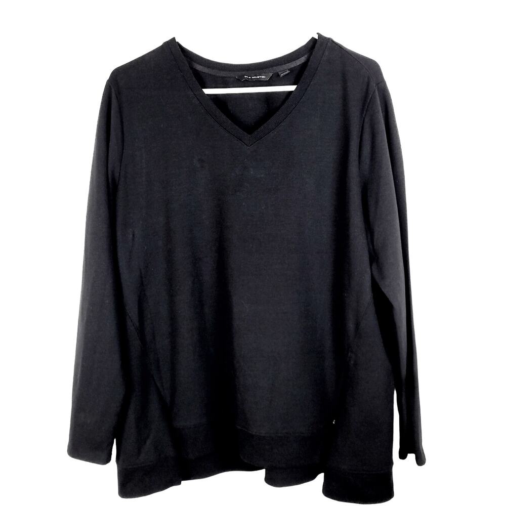 H By Halston vneck side zipper top Size L Minimal Classic Preppy Quiet Luxury